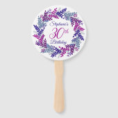 Eleganter Lila Wreath Pink 30. Geburtstag Fächer (Vorderseite)