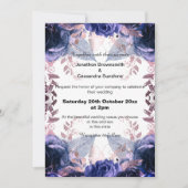 ELEGANTER LILAC GLITZER FLORARAL NAVY WEDY EINLADUNG (Vorderseite)