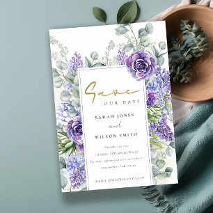 Eleganter Lilac Succulent Eukalyptus Botanischer R Save The Date