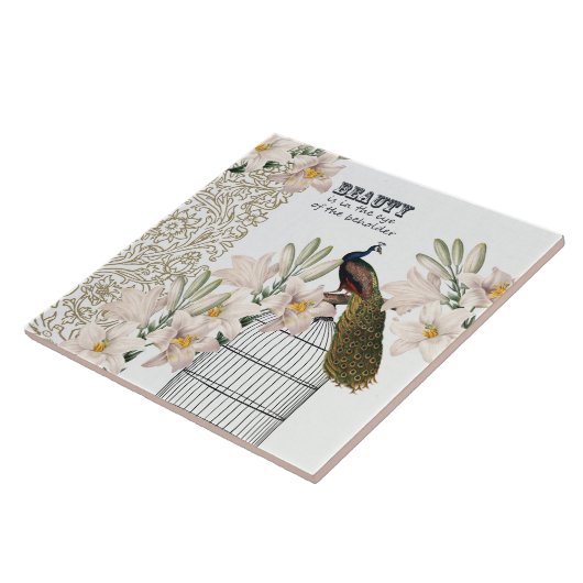 Eleganter Lilien-Pfau Fliese (Seite)