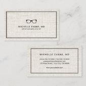 Eleganter Linen Look Ophthalmologe Beruflich Visitenkarte (Vorne/Hinten)