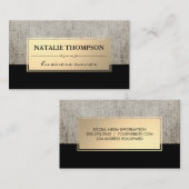 Eleganter Linen Metallic Gold Frame Visitenkarte (Vorne/Hinten)