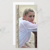 Eleganter Linen Trim Vertikales Foto Abschluss Ankündigung (Vorne/Hinten)