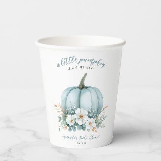 Eleganter Little Pumpkin on Say Boy Baby Shower Pappbecher (Rückseite)