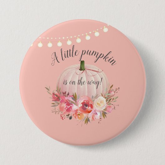 Eleganter Little Pumpkin on Way Baby Shower Button (Vorderseite)