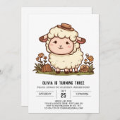 Eleganter Little Sheep Digital Geburtstag Einladung (Vorne/Hinten)