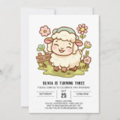 Eleganter Little Sheep Digital Geburtstag Einladung (Vorderseite)