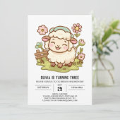 Eleganter Little Sheep Digital Geburtstag Einladung (Stehend Vorderseite)