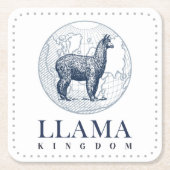 Eleganter Llama mit Text von Globe und Lama Königr Rechteckiger Pappuntersetzer (Vorderseite)