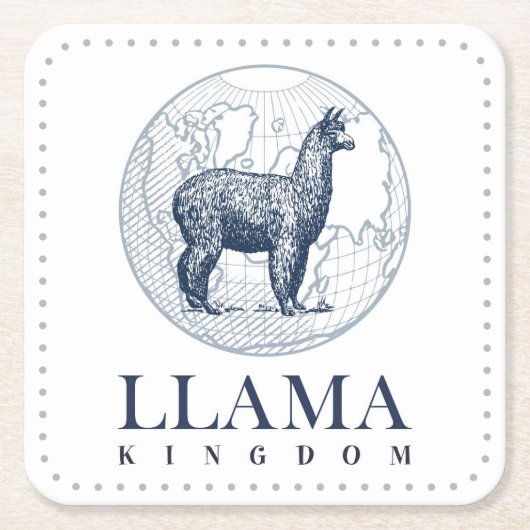 Eleganter Llama mit Text von Globe und Lama Königr Rechteckiger Pappuntersetzer (Vorderseite)