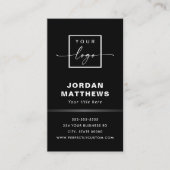 Eleganter Logo QR Code Grauer Farbverlauf schwarz Visitenkarte (Vorderseite)