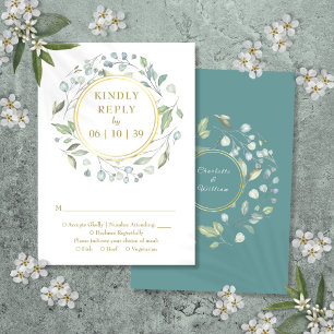 Eleganter Lorbeer-Grünflorales Girlande RSVP Karte