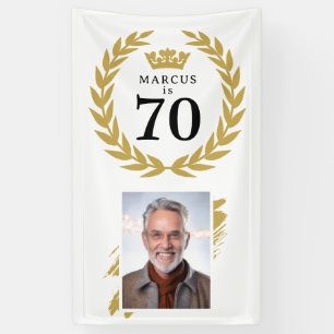 Eleganter Lorbeerkranz Foto 70. Geburtstag Banner
