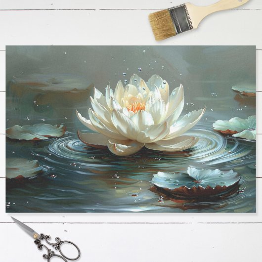 Eleganter Lotus auf der Teichmalerei Decoupage Seidenpapier