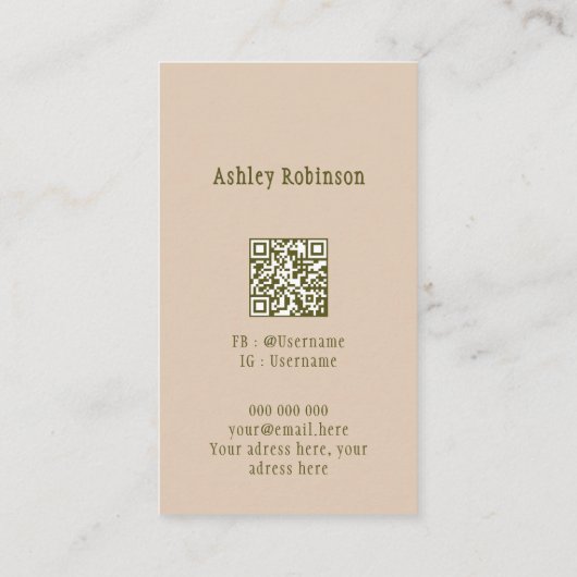 Eleganter Lotus Blume boho pastellel erthy QR-Code Visitenkarte (Rückseite)