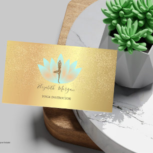 Eleganter Lotus Gold Konfetti Yoga Mädchen Glitter Visitenkarte