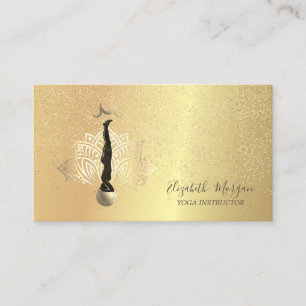 Eleganter Lotus Gold Konfetti Yoga Silhouette Mond Visitenkarte