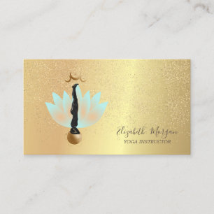 Eleganter Lotus Gold Konfetti Yoga Silhouette Mond Visitenkarte