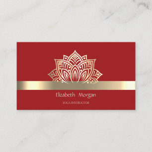 Eleganter Lotus-Gold-Streifen-Rot-Yoga-Lehrer Visitenkarte