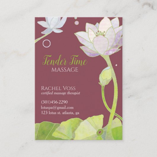 Eleganter Lotus Massage Therapist Visitenkarte (Vorderseite)