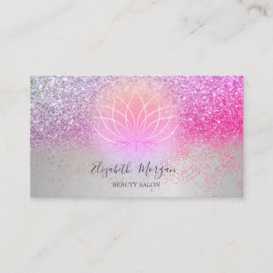 Eleganter Lotus Silber Konfetti Glitter Visitenkarte