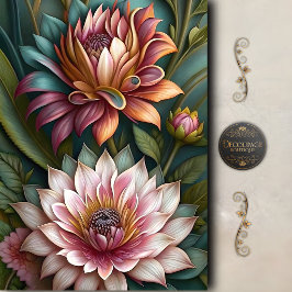 Eleganter Lotusgarten-Decoupage Seidenpapier