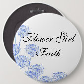 Eleganter Löwenzahn blüht Blumen-Mädchen-Hochzeit Button (Vorne & Hinten)