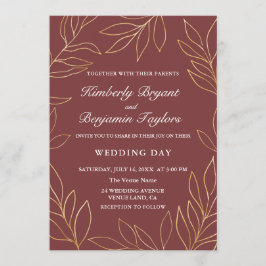 Eleganter, luftiger Gold-Foliage in Blush. Hochzei Einladung