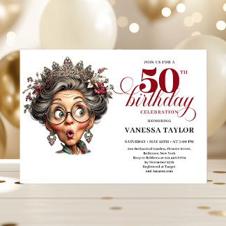 Eleganter lustiger Lady 50. Geburtstag Humor Party Einladung