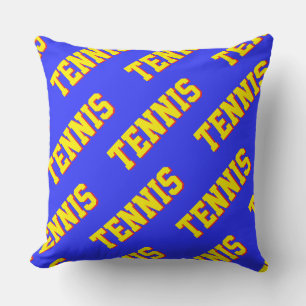 Eleganter, lustiger Retro-TENNIS-Text in hellgelb Kissen
