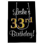 Eleganter, luxuriöser, Imitate Gold Look 33. Gebur Mittlere Geschenktüte (Rückseite)