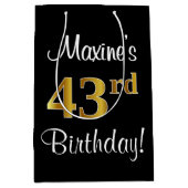 Eleganter, luxuriöser, Imitate Gold Look 43. Gebur Mittlere Geschenktüte (Vorderseite)