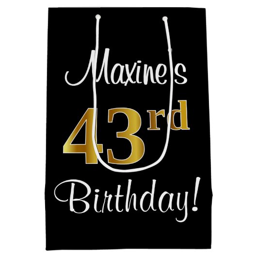 Eleganter, luxuriöser, Imitate Gold Look 43. Gebur Mittlere Geschenktüte (Rückseite)