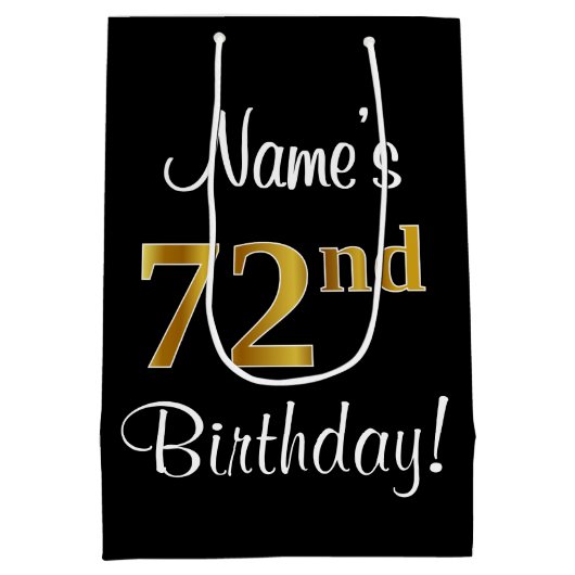 Eleganter, luxuriöser, Imitate Gold Look 72. Gebur Mittlere Geschenktüte (Rückseite)