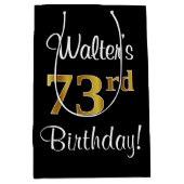 Eleganter, luxuriöser, Imitate Gold Look 73. Gebur Mittlere Geschenktüte (Vorderseite)