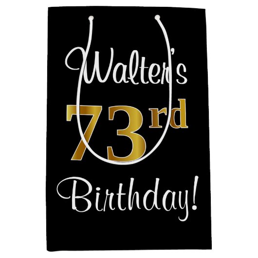 Eleganter, luxuriöser, Imitate Gold Look 73. Gebur Mittlere Geschenktüte (Vorderseite)