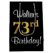 Eleganter, luxuriöser, Imitate Gold Look 73. Gebur Mittlere Geschenktüte (Rückseite)