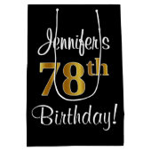 Eleganter, luxuriöser, Imitate Gold Look 78. Gebur Mittlere Geschenktüte (Rückseite)