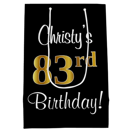 Eleganter, luxuriöser, Imitate Gold Look 83. Gebur Mittlere Geschenktüte (Rückseite)