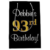 Eleganter, luxuriöser, Imitate Gold Look 93. Gebur Mittlere Geschenktüte (Vorderseite)