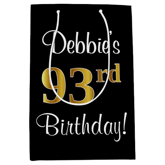 Eleganter, luxuriöser, Imitate Gold Look 93. Gebur Mittlere Geschenktüte (Vorderseite)