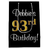 Eleganter, luxuriöser, Imitate Gold Look 93. Gebur Mittlere Geschenktüte (Rückseite)