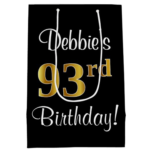 Eleganter, luxuriöser, Imitate Gold Look 93. Gebur Mittlere Geschenktüte (Rückseite)