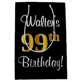 Eleganter, luxuriöser, Imitate Gold Look 99. Gebur Mittlere Geschenktüte