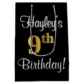 Eleganter, luxuriöser, Imitate Gold Look 9. Geburt Mittlere Geschenktüte (Rückseite)