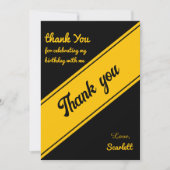 Eleganter Luxus Black and Gold Chic Geburtstag Dankeskarte (Vorderseite)