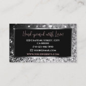 Eleganter Luxus Black Silver Sparkling Glitzer Visitenkarte (Rückseite)