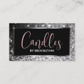 Eleganter Luxus Black Silver Sparkling Glitzer Visitenkarte (Vorderseite)