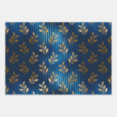 Eleganter Luxus Blue Gold Weihnachten Urlaub Geschenkpapier Set (Vorderseite)