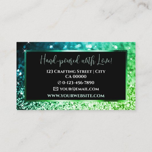 Eleganter Luxus Bright Green Sparkling Glitzer Visitenkarte (Rückseite)